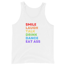 Load image into Gallery viewer, Smile Laugh Talk Drink Dance Eat Ass Tank
