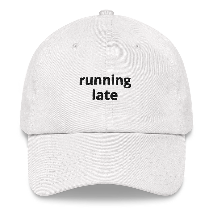 Running Late Dad Hat (White) - The Gay Bar Shop